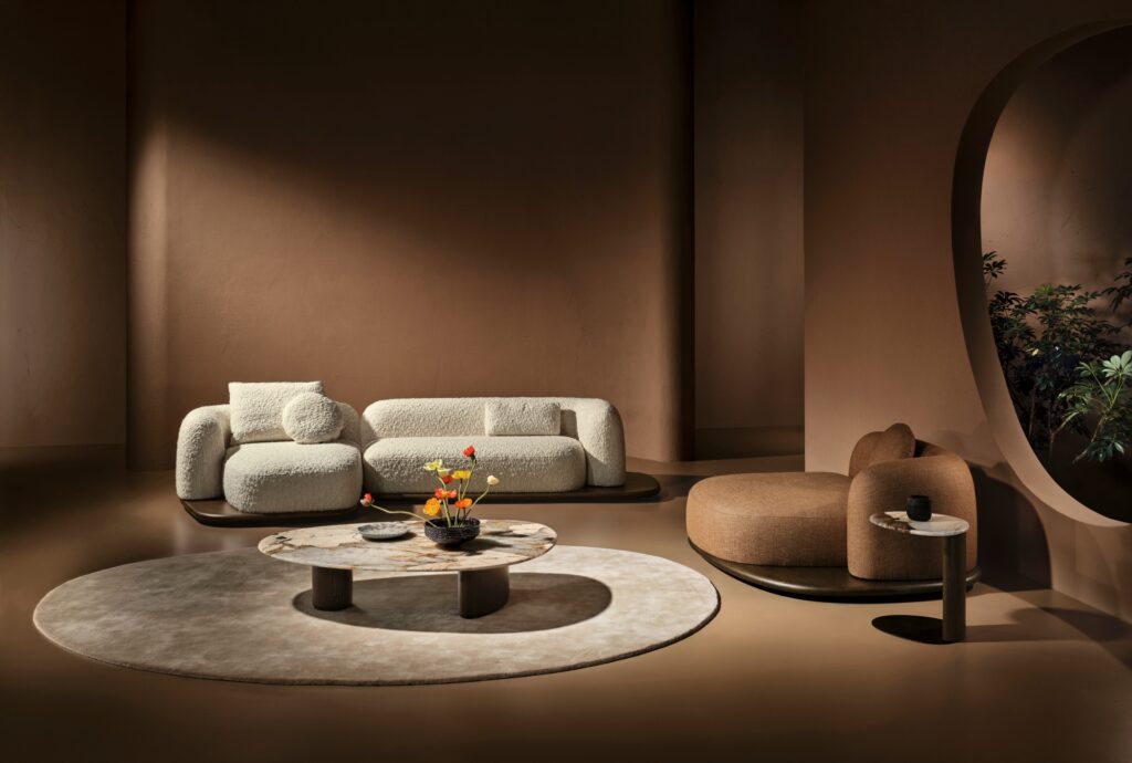 Elegant Italian living room furniture with sofa and armchairs