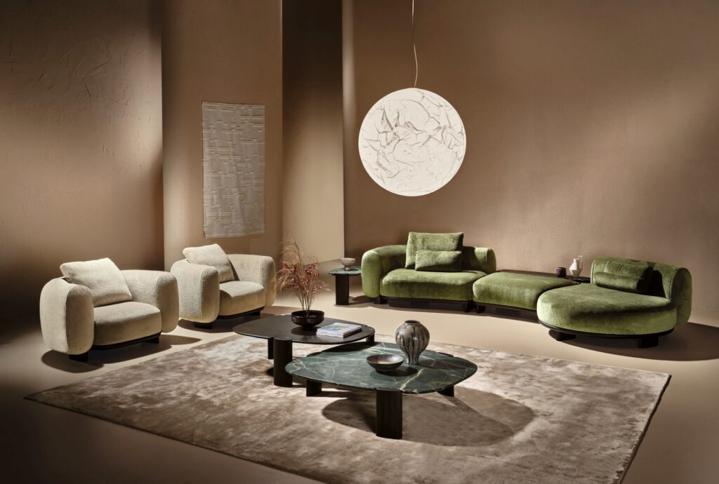 Italian living room interior with unique Italian lamp