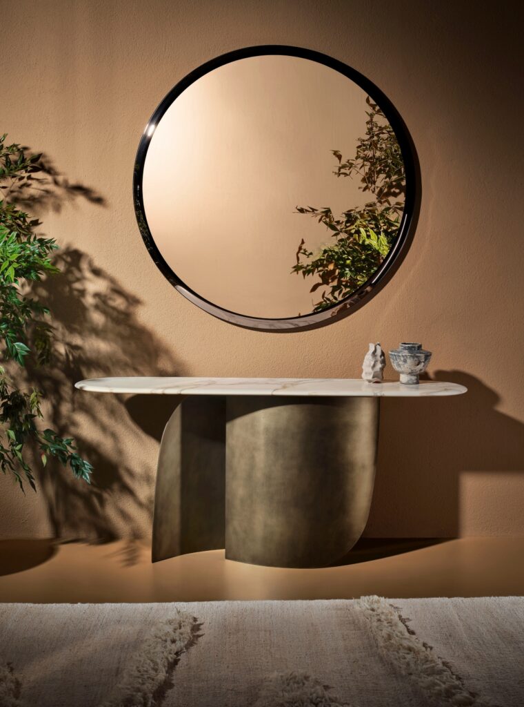 Modern interior with decorative vase and artwork