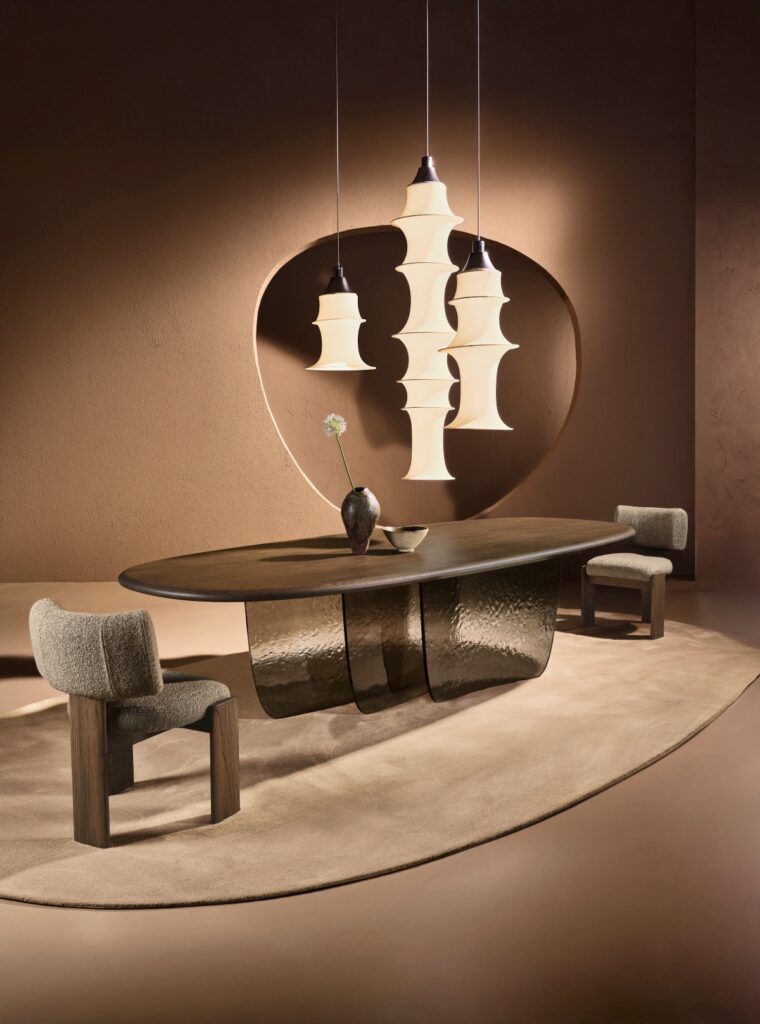 Modern interior with armchair and designer side table