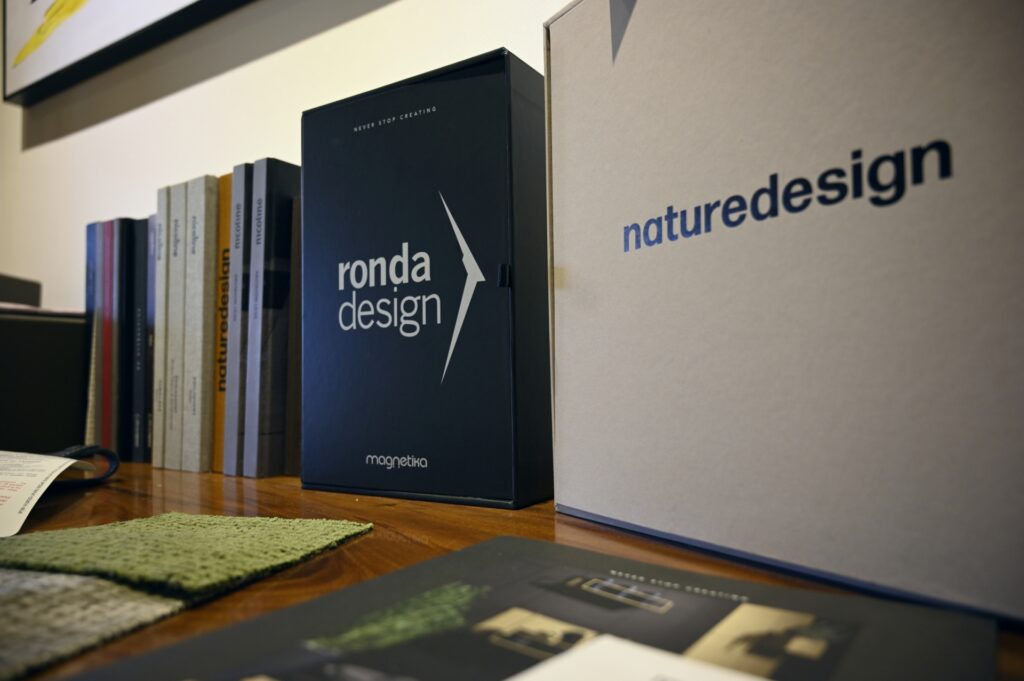 Catalogues at Colzani's Singapore showroom
