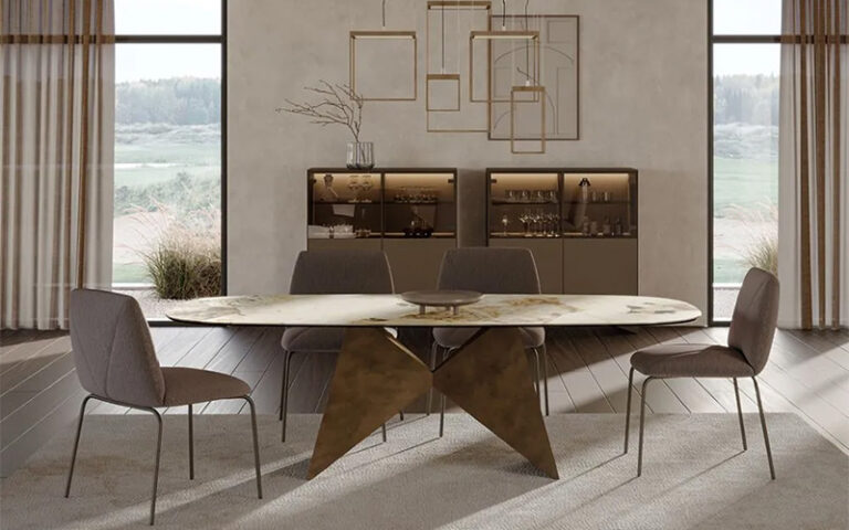 Large rectangular dining table for spacious modern dining rooms.