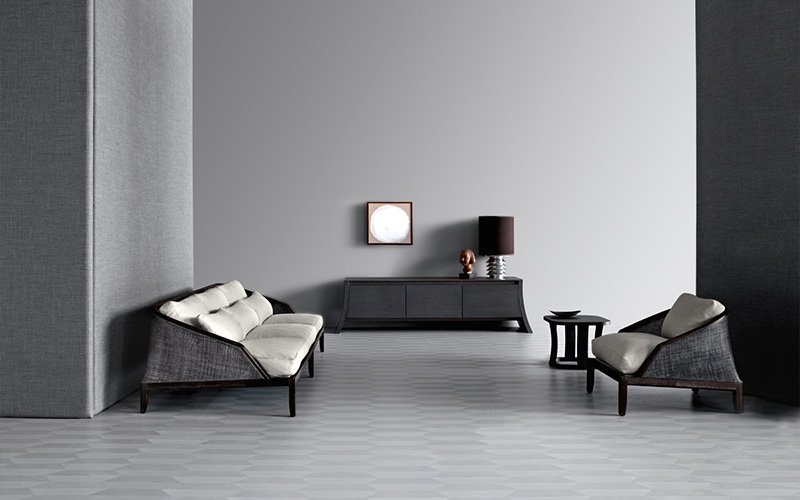 An Italian Sofa set in a grey color scheme