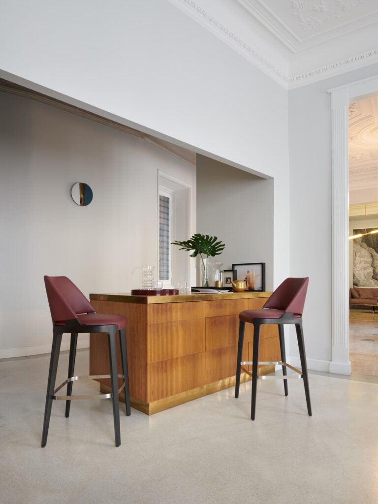 Potocco Velis designer bar stools at a modern counter